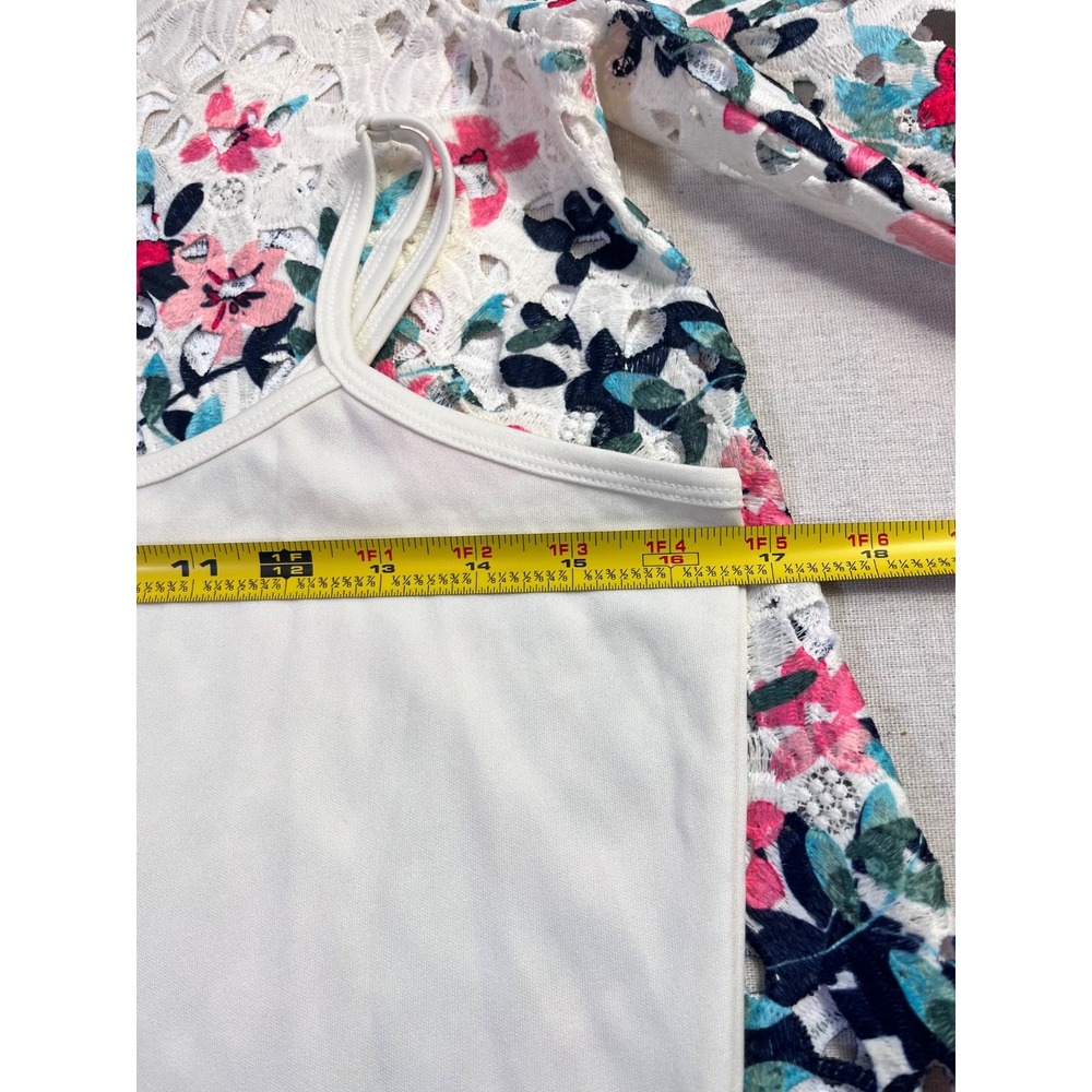 Charter Club Floral Print Eyelet Lace Ivory Blouse & Cami sz S Cottagecore - Picture 10 of 16